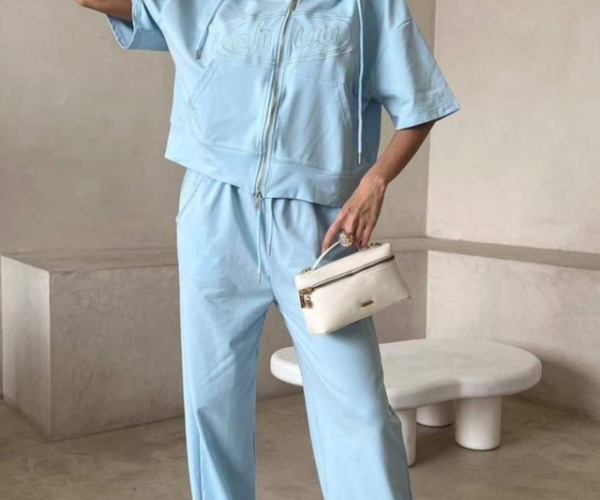 комплект женский худи и брюки цвет голубой